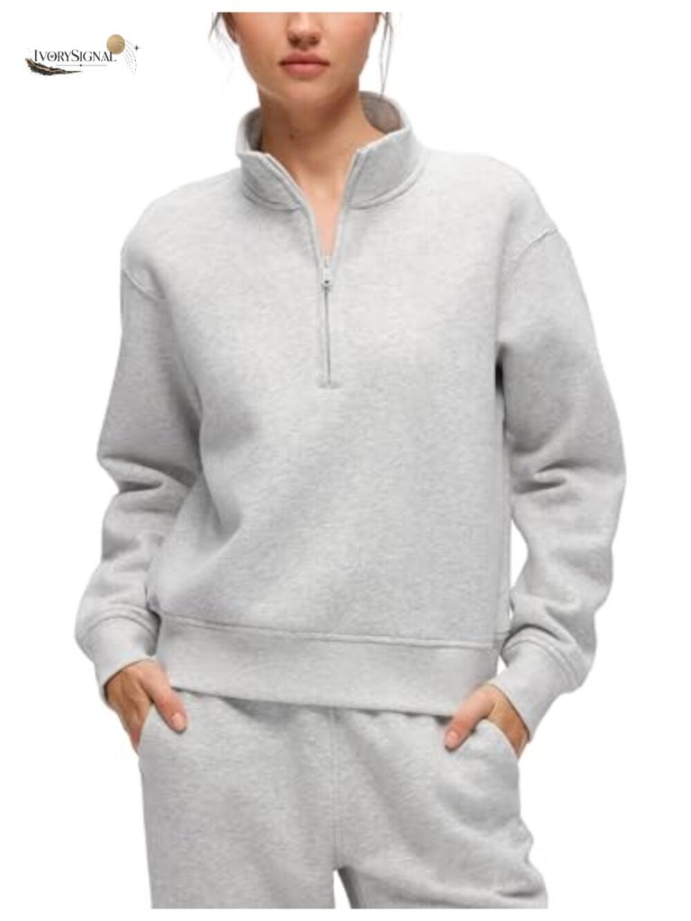 Fleece Lined Half Zip Funnel Neck Sweatshirt Women's Warm Winter Pullover